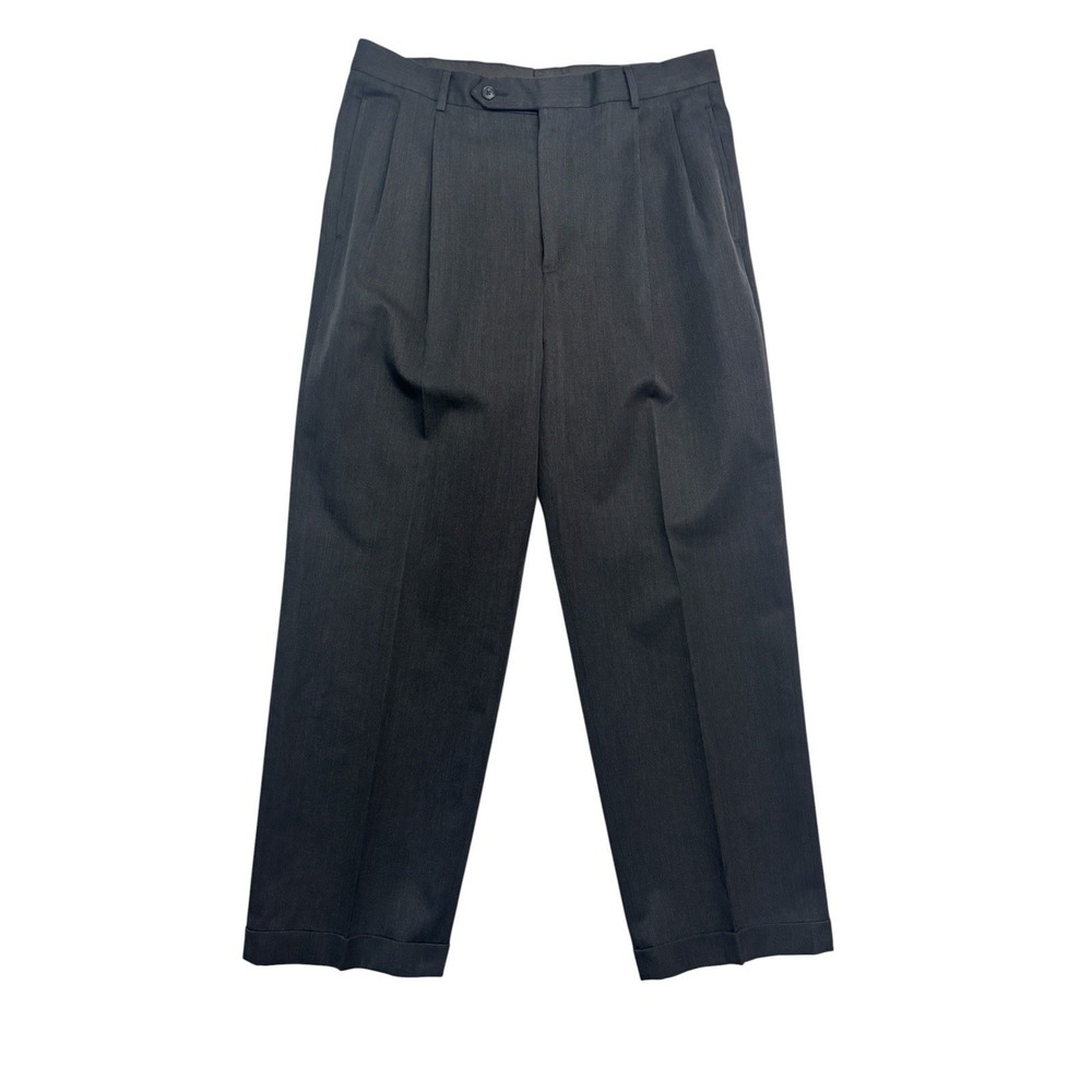 Brooks Brothers 34x30 Charcoal Dress Suit Pants Trousers Wool Pleated Cuffed USA